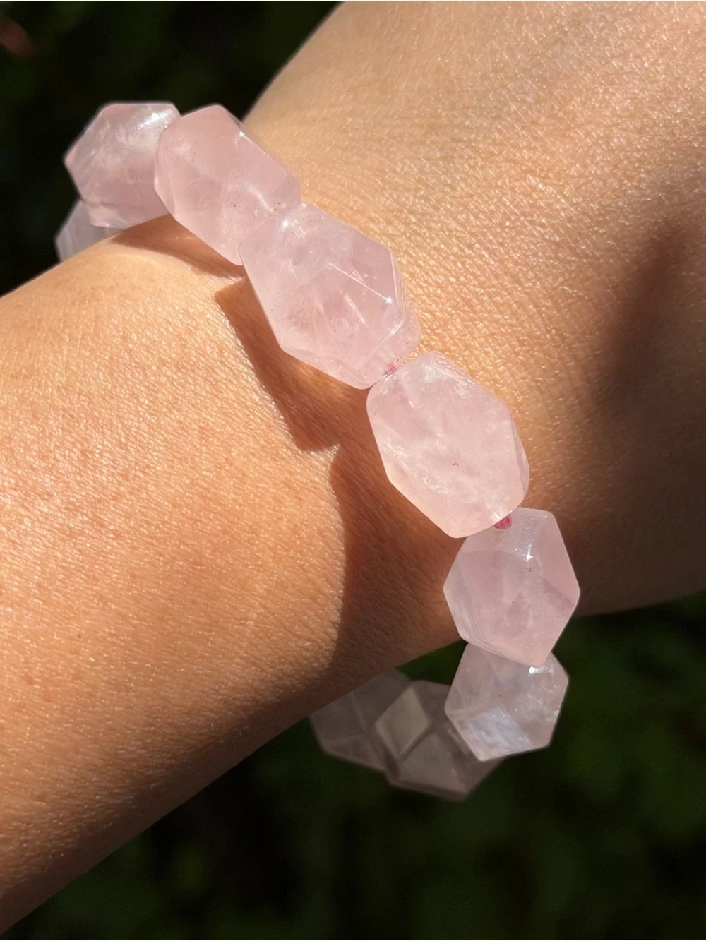 13mm Rose Quartz Faceted Beaded Stretch Bracelet 2050